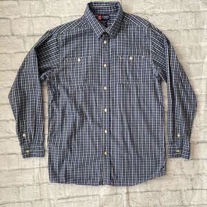 Chaps youth boys XL 18-20 cotton blend plaid print button down dress shirt